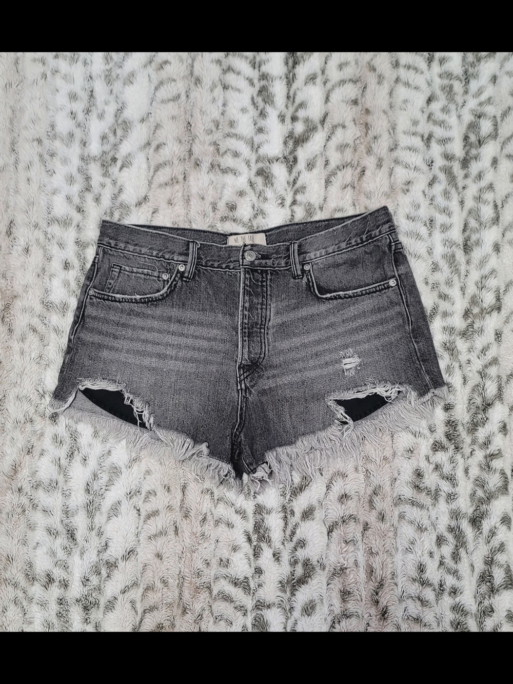 We The Free Gray Washed Denim Jean Shorts